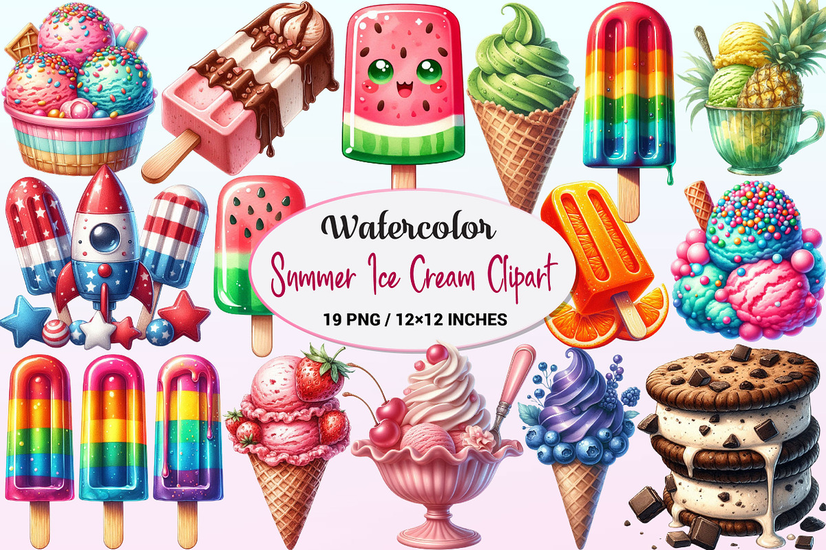 Summer Ice Cream Clipart, a Graphic by CitraGraphics (Photo 1 of 4)