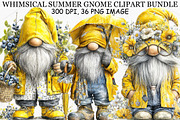 Whimsical Summer Gnome Clipart PNG, an Illustration by Canvas Craft (Thumbnail 1 of 7)