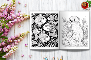 Kawaii Ocean Animals Coloring Book