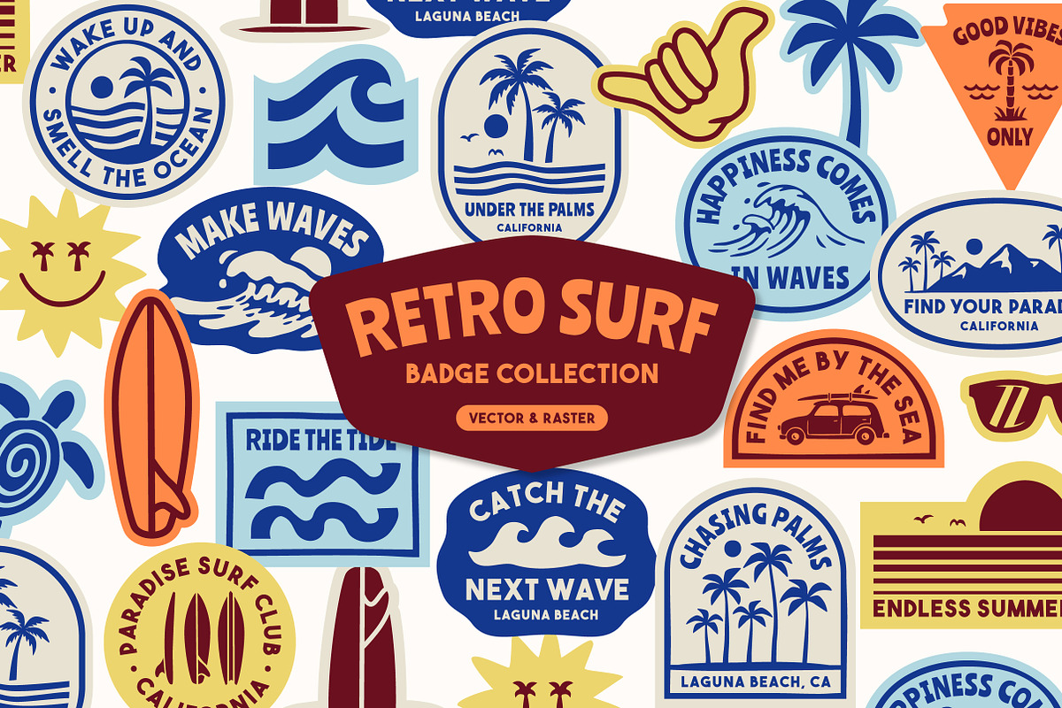 Retro Surf Badge Collection, an Object Graphic by cd-design.co (Photo 1 of 8)
