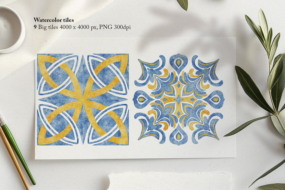 Italian Style Tile - Watercolor set, a Decorative Illustration by Jenny Quince (Photo 3 of 10)
