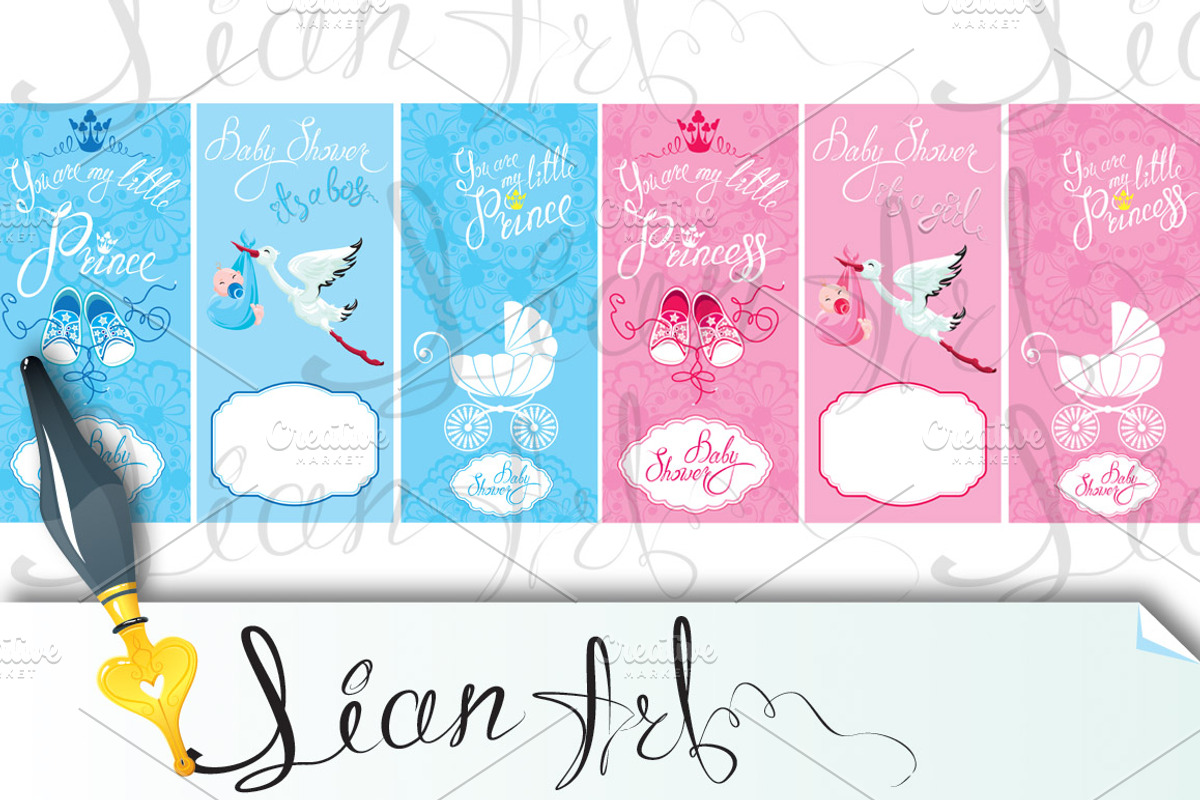 Baby boy and girl Shower Set, an Invitation Template by Lian-art