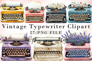 Vintage Typewriter Clipart, an Illustration by Libby Wishes