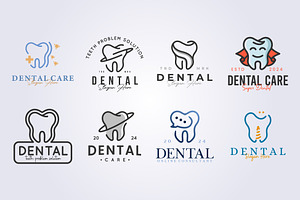 set of dental and dentist tooth logo, a Branding & Logo Template by Lodzrov