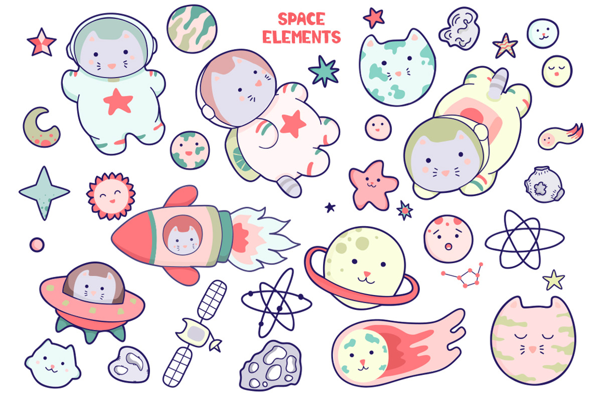 Space Cat - cute characters, a Decorative Illustration by LaVika (Photo 2 of 9)
