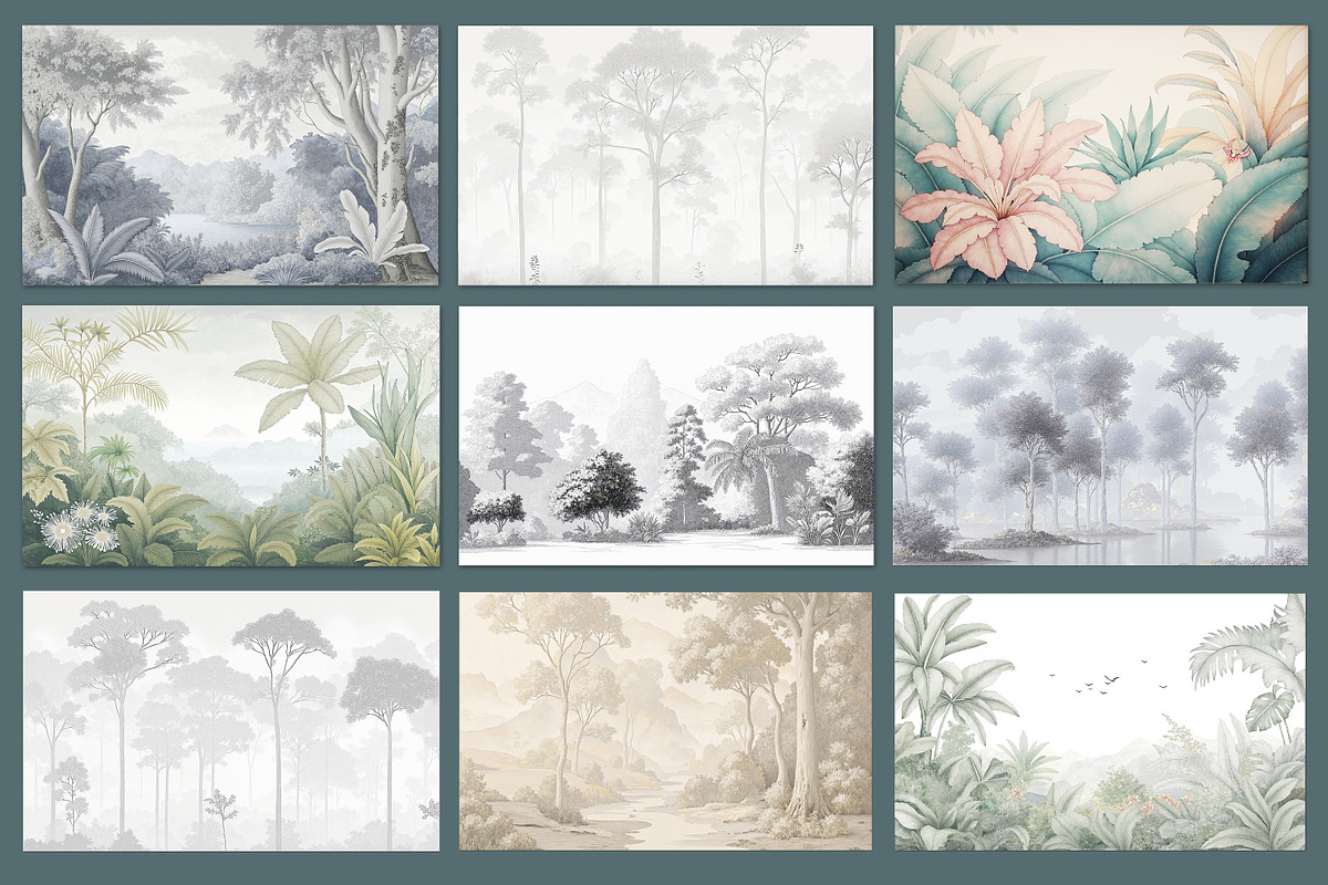 Abstract Forest Art Wallpaper Set, an Illustration by fei long (Photo 9 of 10)