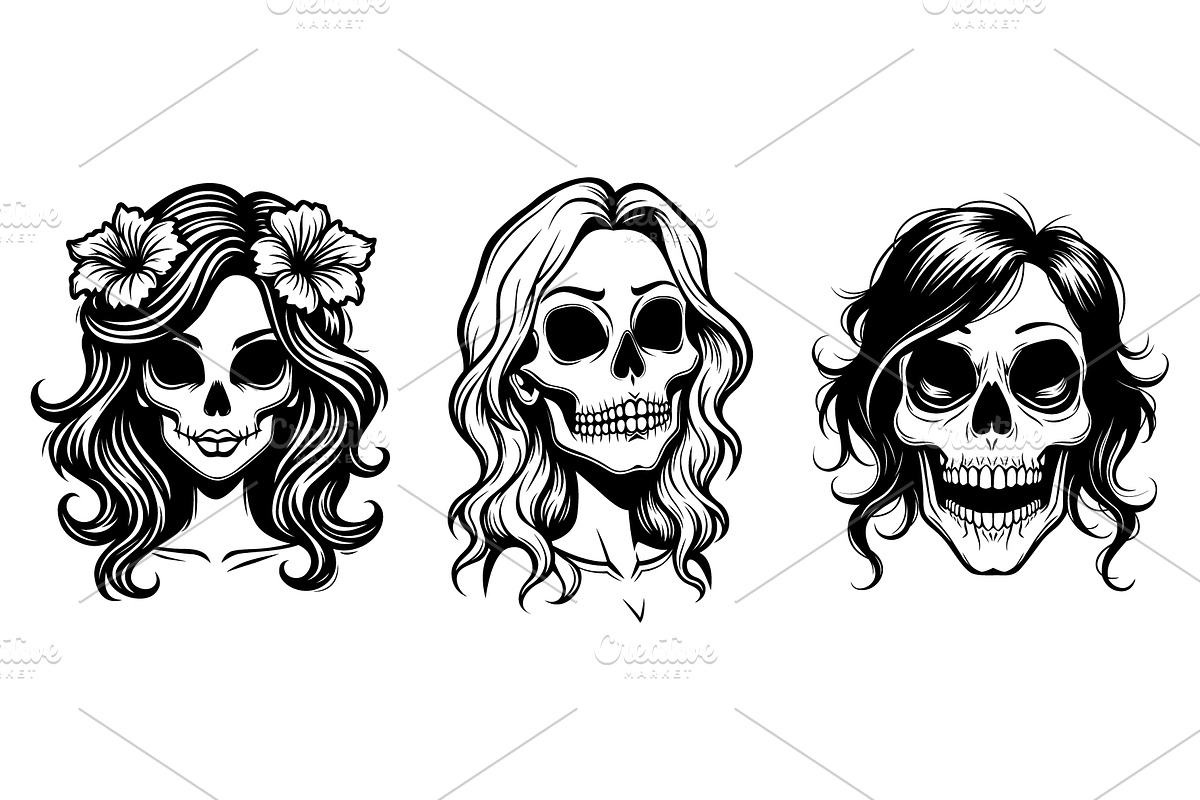 Woman Skulls, an Empty State Illustration by Pixes