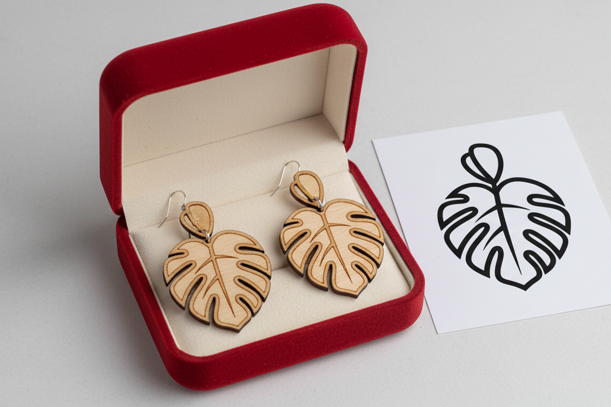 Modern Monstera Leaf Earring, an Illustration by Amazin_art (Photo 4 of 5)