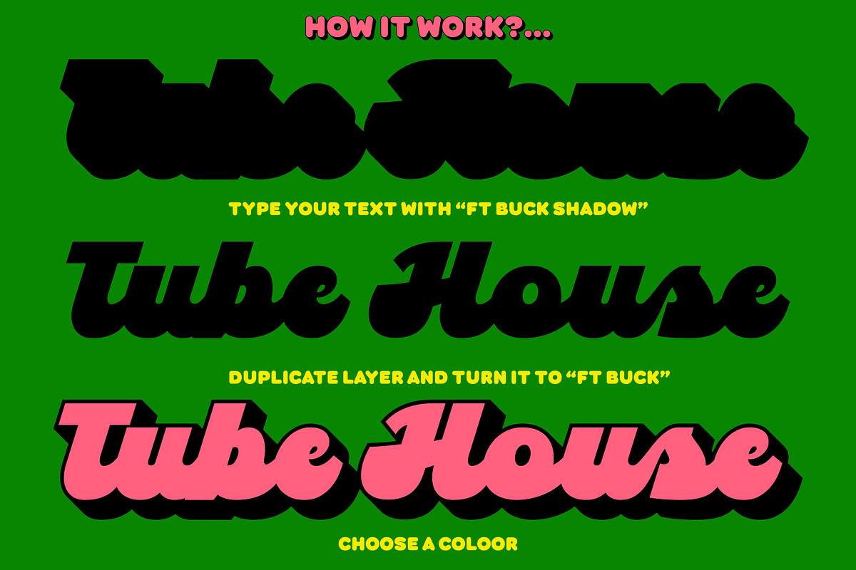 FT BUCK | SHADOW FONT + FREE VECTOR, a Sans Serif Font by Fateh.Lab (Photo 3 of 18)