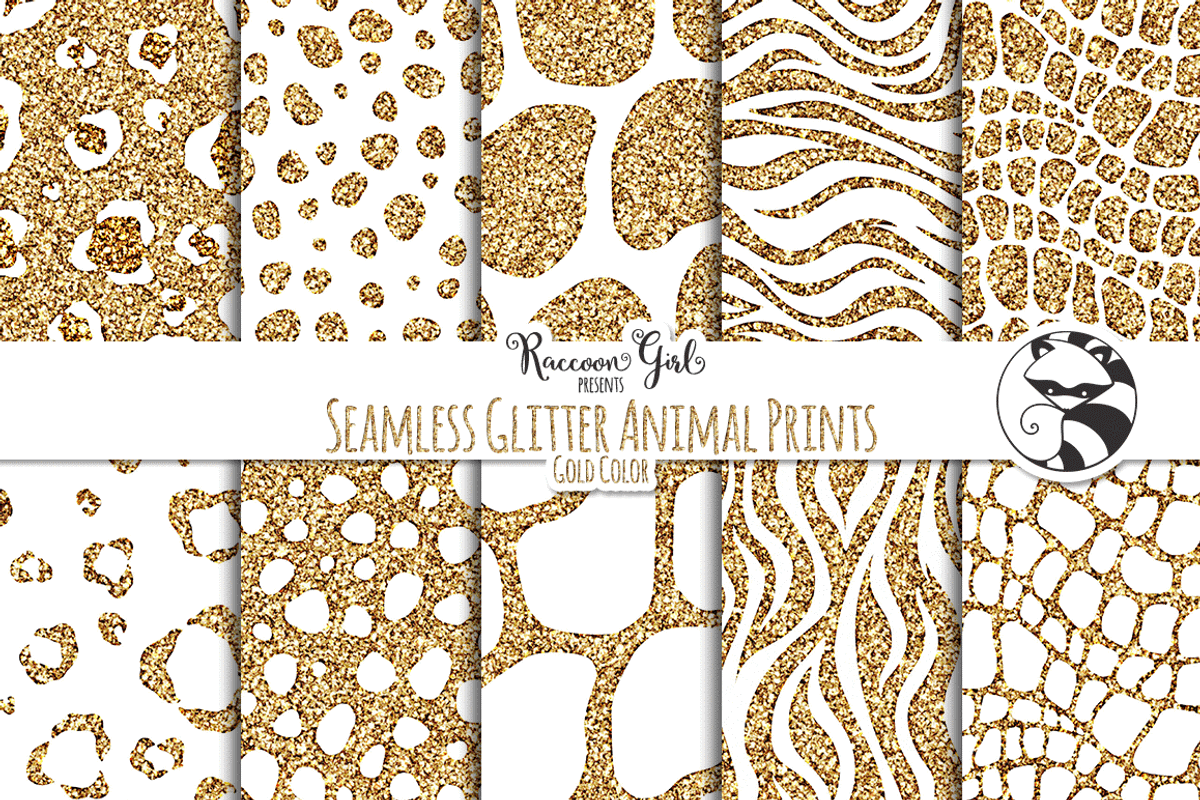 Seamless Glitter Animal Prints Gold, a Pattern Graphic by RaccoonGirl Design (Photo 1 of 3)