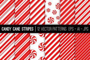 Candy Cane Stripes Vector Patterns