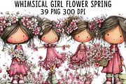 Whimsical Girl Flower Spring Clipart, an Illustration by CraftArtStudio (Thumbnail 1 of 6)