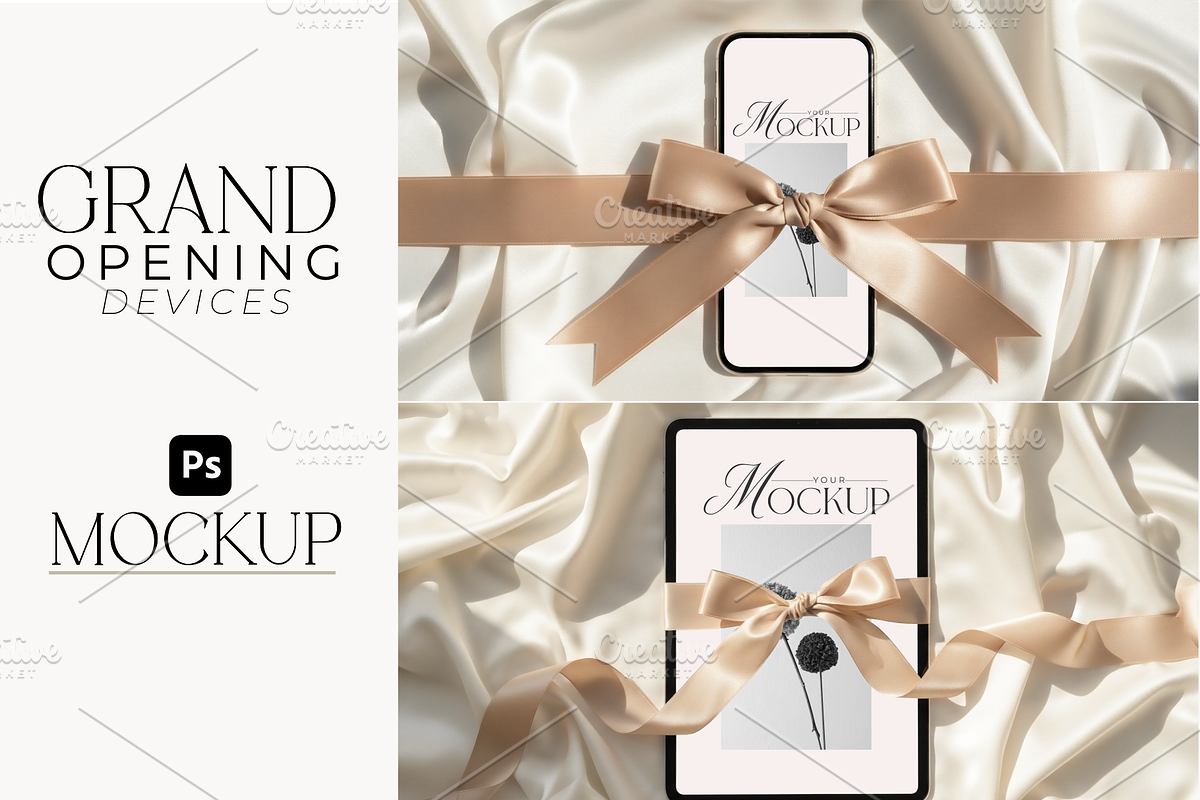 Grand Opening Apple Devices Mockup, an iPad Mockup by aana_flavs (Photo 1 of 3)