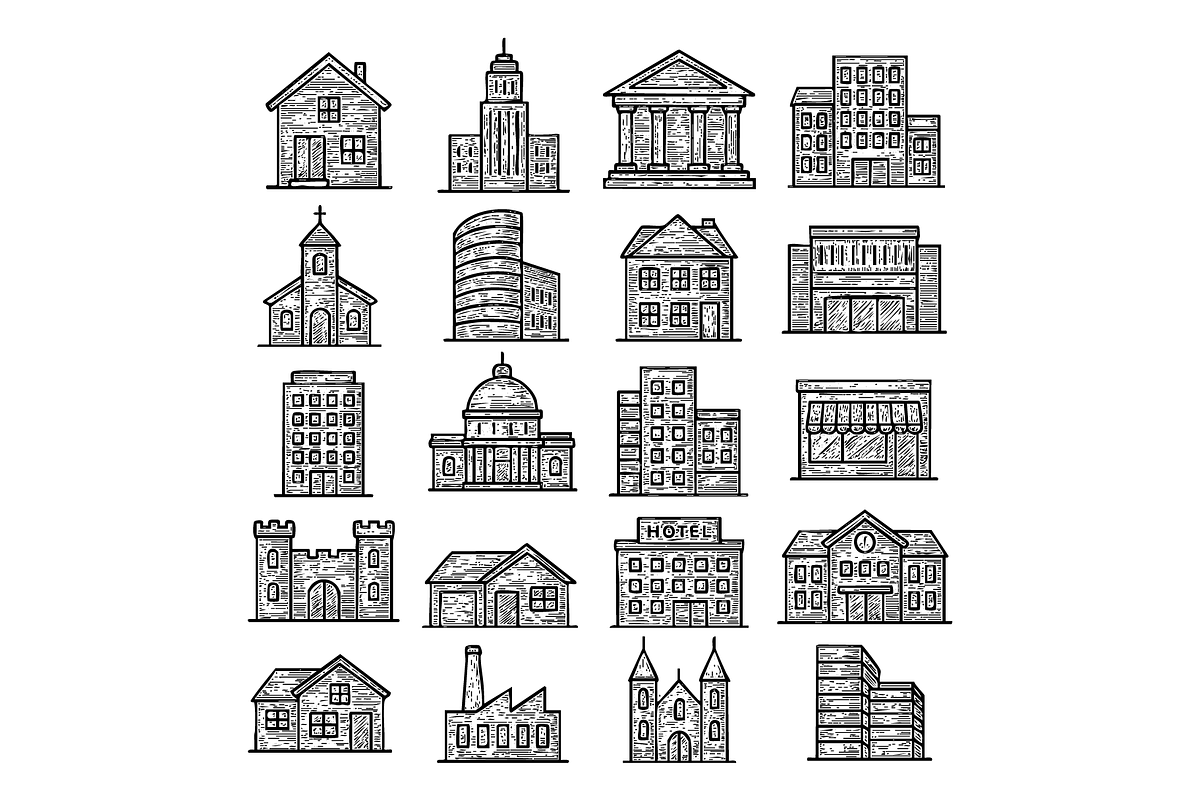 Building Icons Set, an Object Graphic by RT Studio