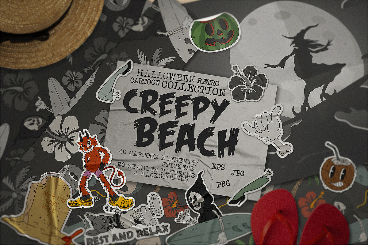 Halloween Сreepy Beach Collection, a Seasonal Illustration by Kokoshka (Photo 1 of 16)