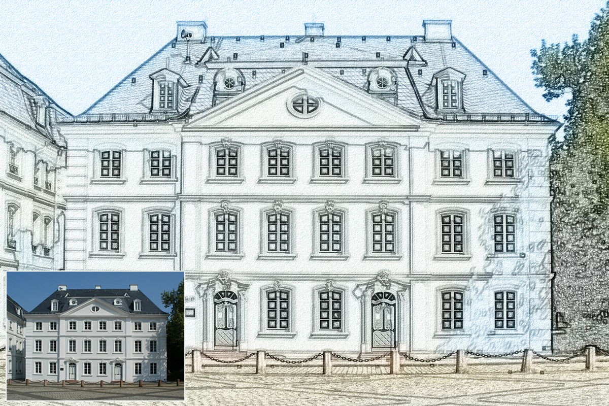 Architecture Art Sketch Photoshop Ac, an Action Add-On by designvillage (Photo 6 of 7)