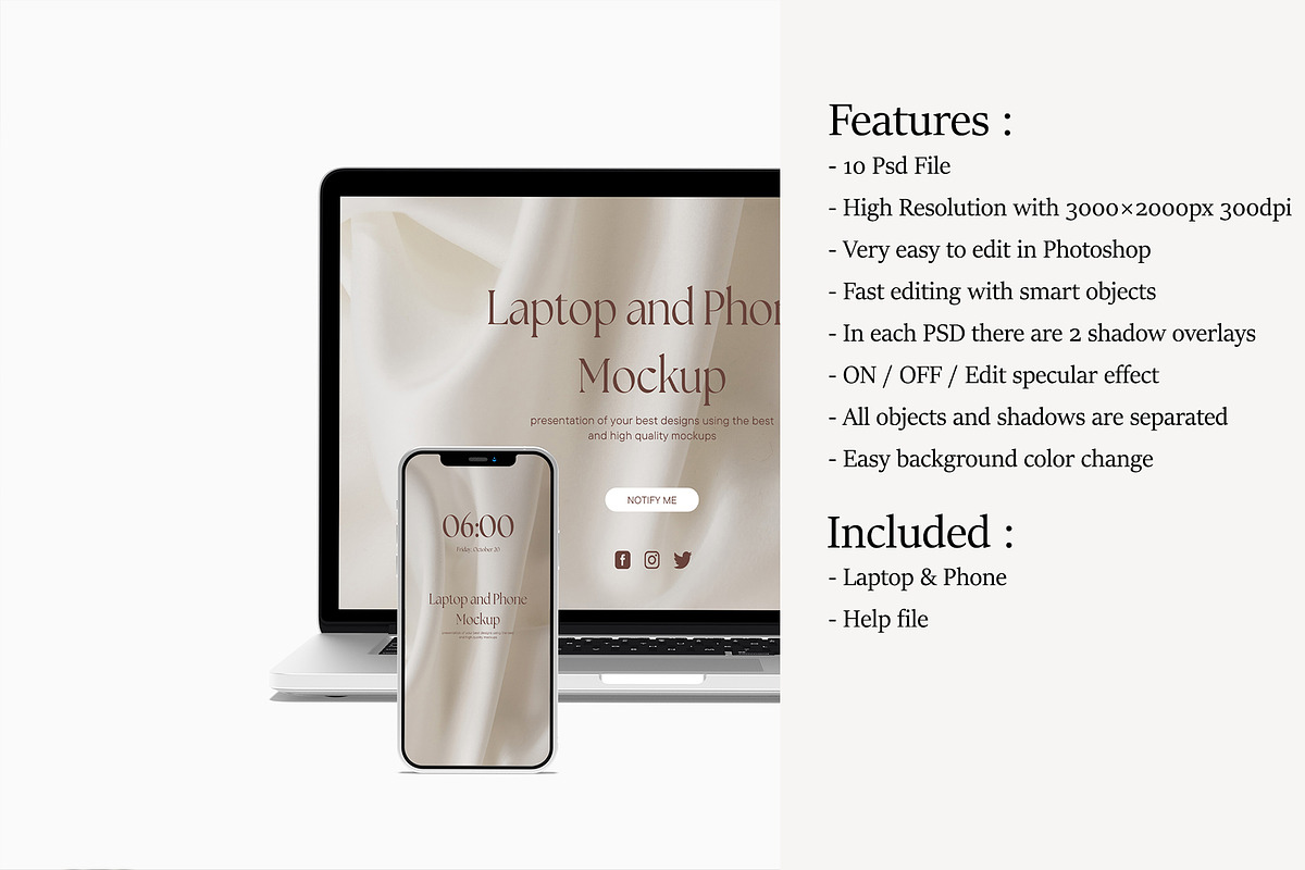 Laptop and Phone Mockups, an iPhone Mockup by zuhraabdullah (Photo 2 of 12)
