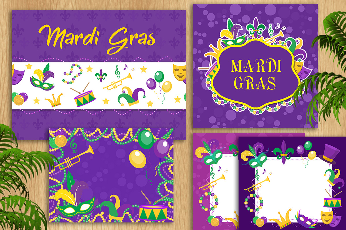 Mardi Gras template set, a Poster Template by Lucia Fox