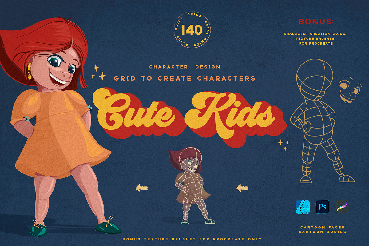 Cute Kids Grids for Procreate, a Brush Add-On by Spasibenko Art (Photo 11 of 11)