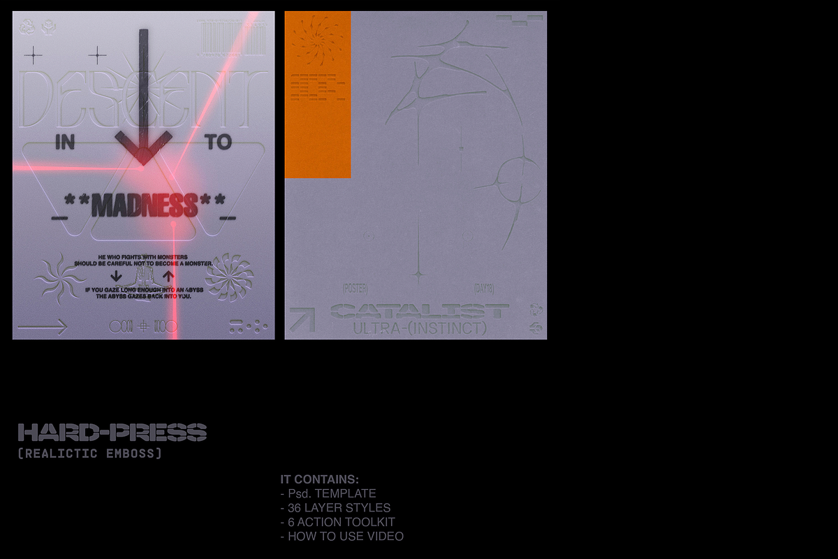 Realistic Emboss Photoshop Template, a Layer Style Add-On by Design syndrome (Photo 8 of 9)