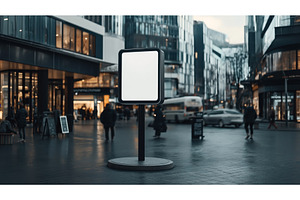 Blank Digital Billboard In A Busy