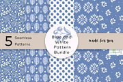 Blue and White Patterns Bundle, a Pattern Graphic by irenepachadesign (Thumbnail 1 of 6)