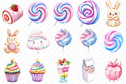 Watercolor Pastel Sweets Clipart, an Illustration by Watercolor design (Thumbnail 2 of 12)