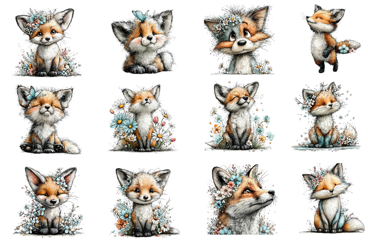 Whimsical Spring Fox Clipart, an Illustration by Dream Creation (Photo 3 of 4)