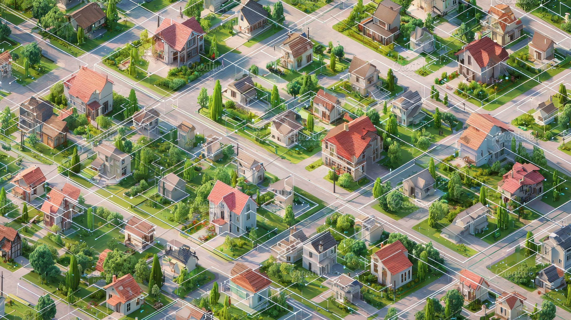 Detailed view of a suburban neighbor, a Photo by Pavel_design