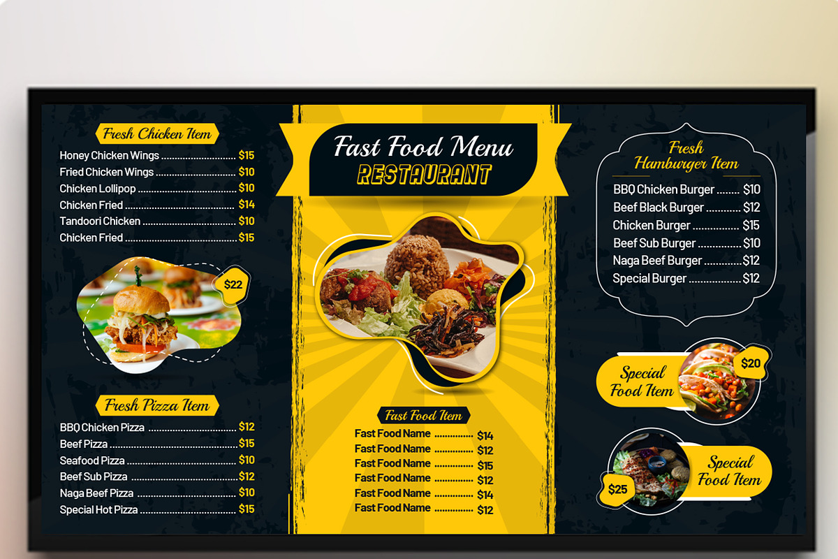 Digital Food Menu Design Template, a Stationery Template by MRI STUDIO