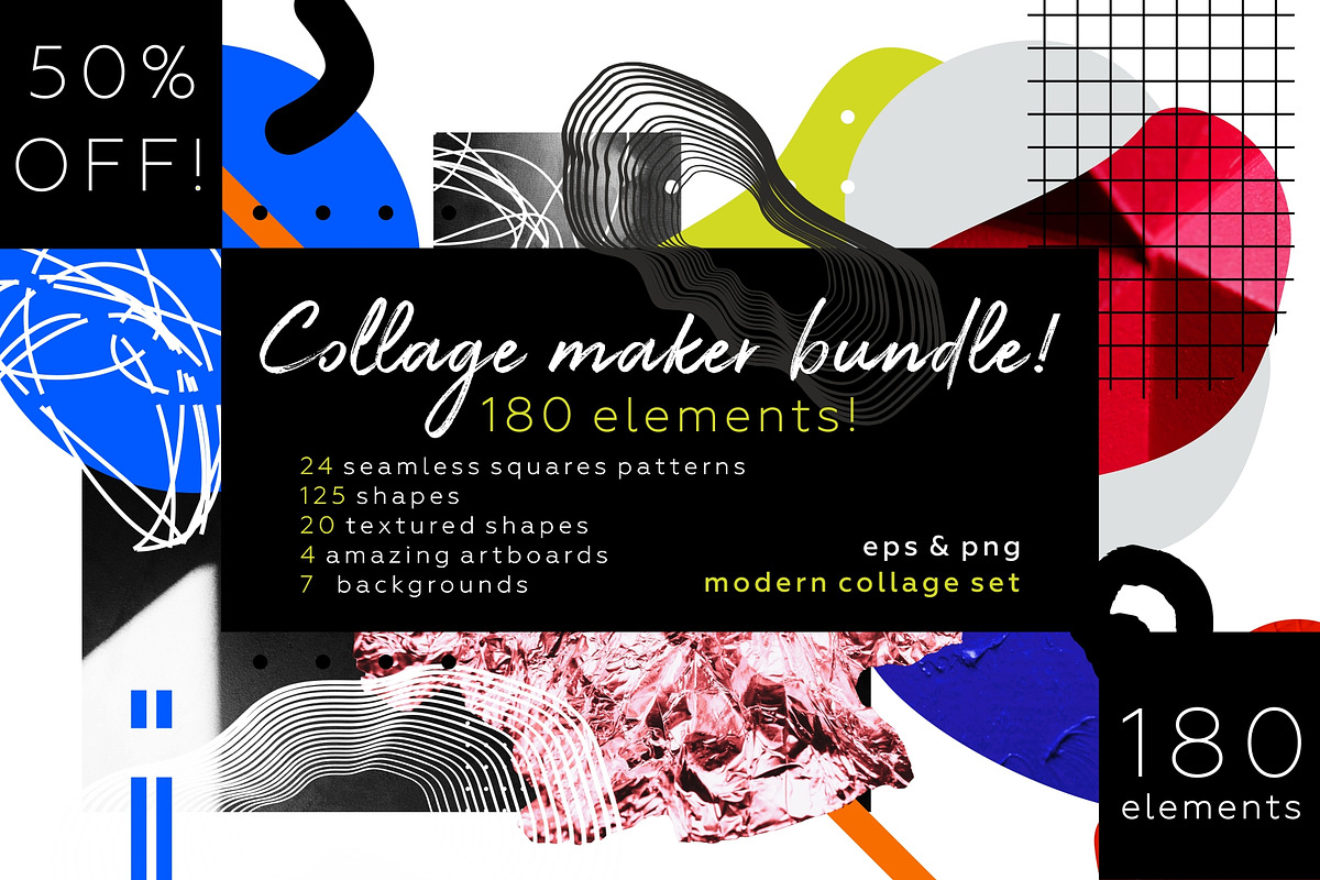 Collage me! Abstract modern bundle, a Pattern Graphic by lisa_kalev (Photo 1 of 26)