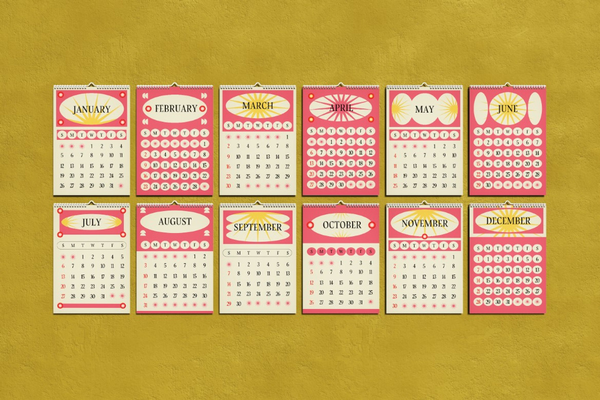 Pink Vintage Aesthetic Calendar 2025, a Print Template by graphicook (Photo 2 of 3)