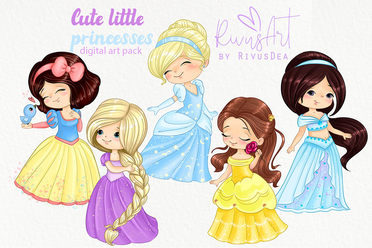 Cute princess PNG clipart download., a Decorative Illustration by RivusArt (Photo 2 of 2)