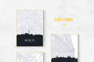 Skyline City Map Vector Poster