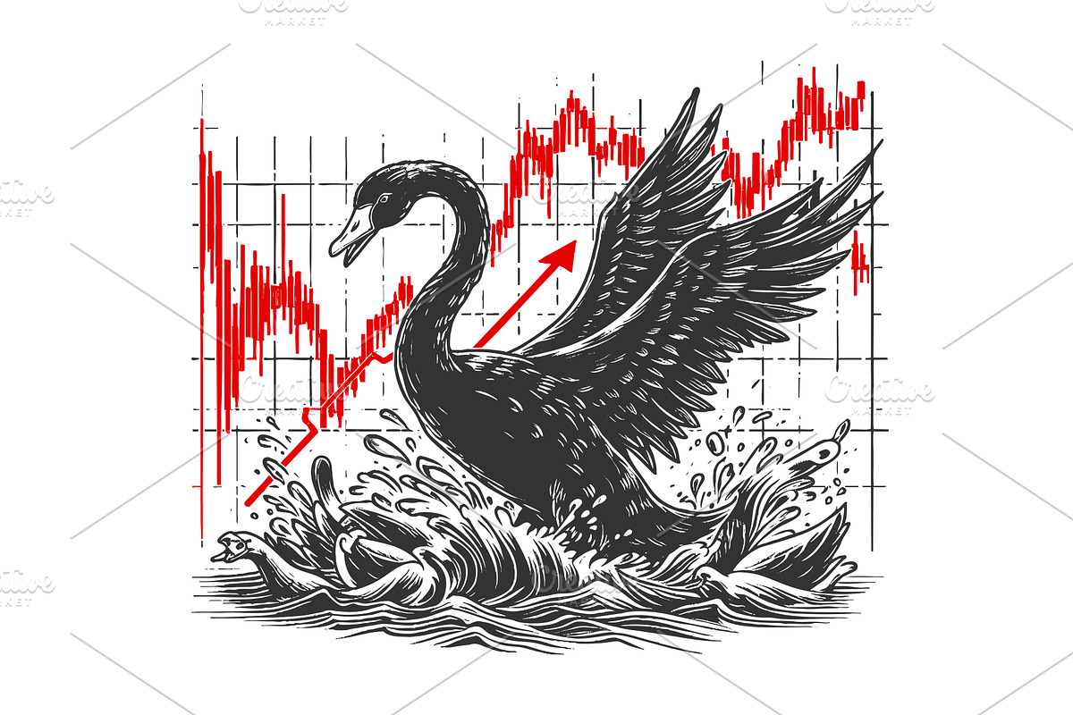 Black Swan Crashing Stock Chart, a Finance Illustration by AlexArt