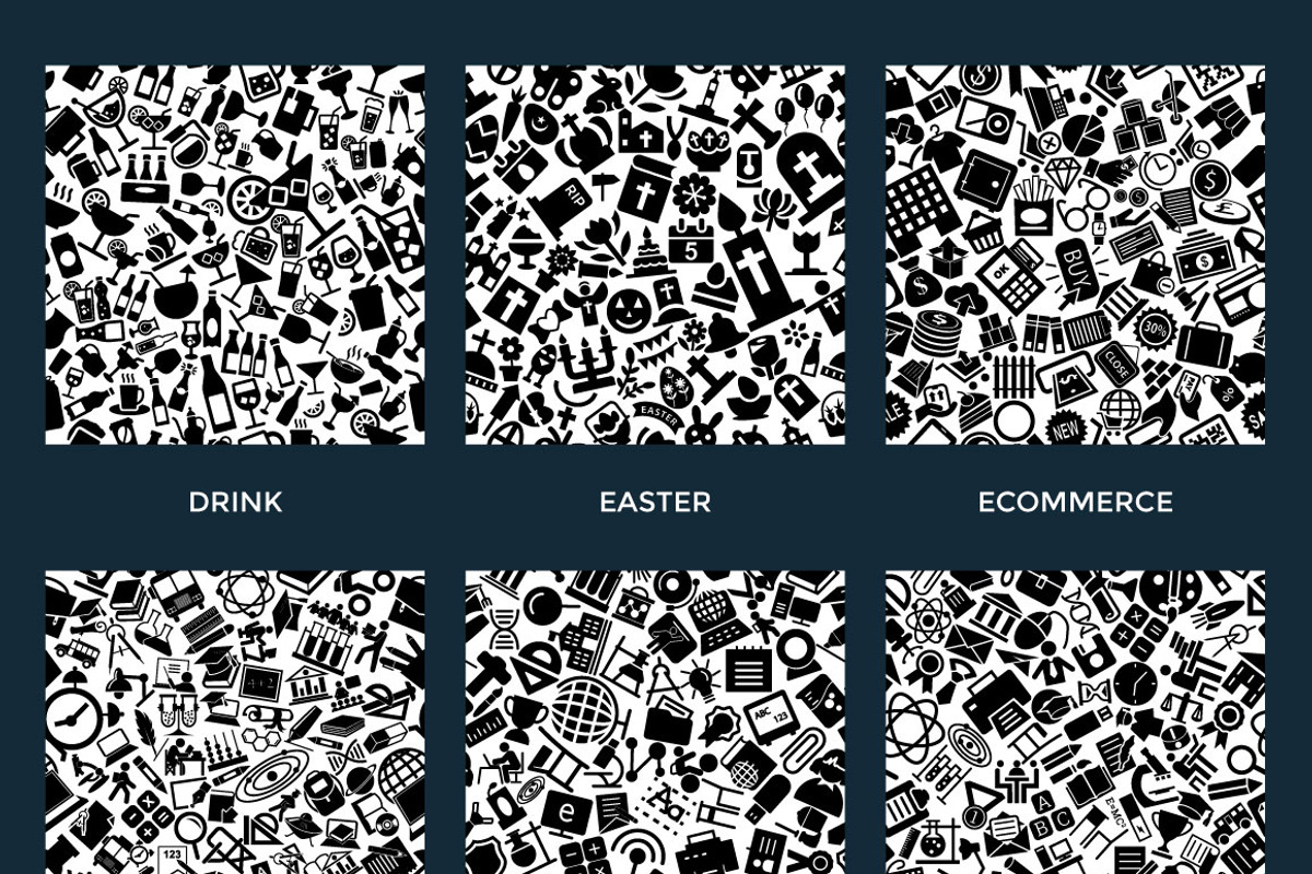 72 Glyph Icon Patterns, a Pattern Graphic by Creative Stall