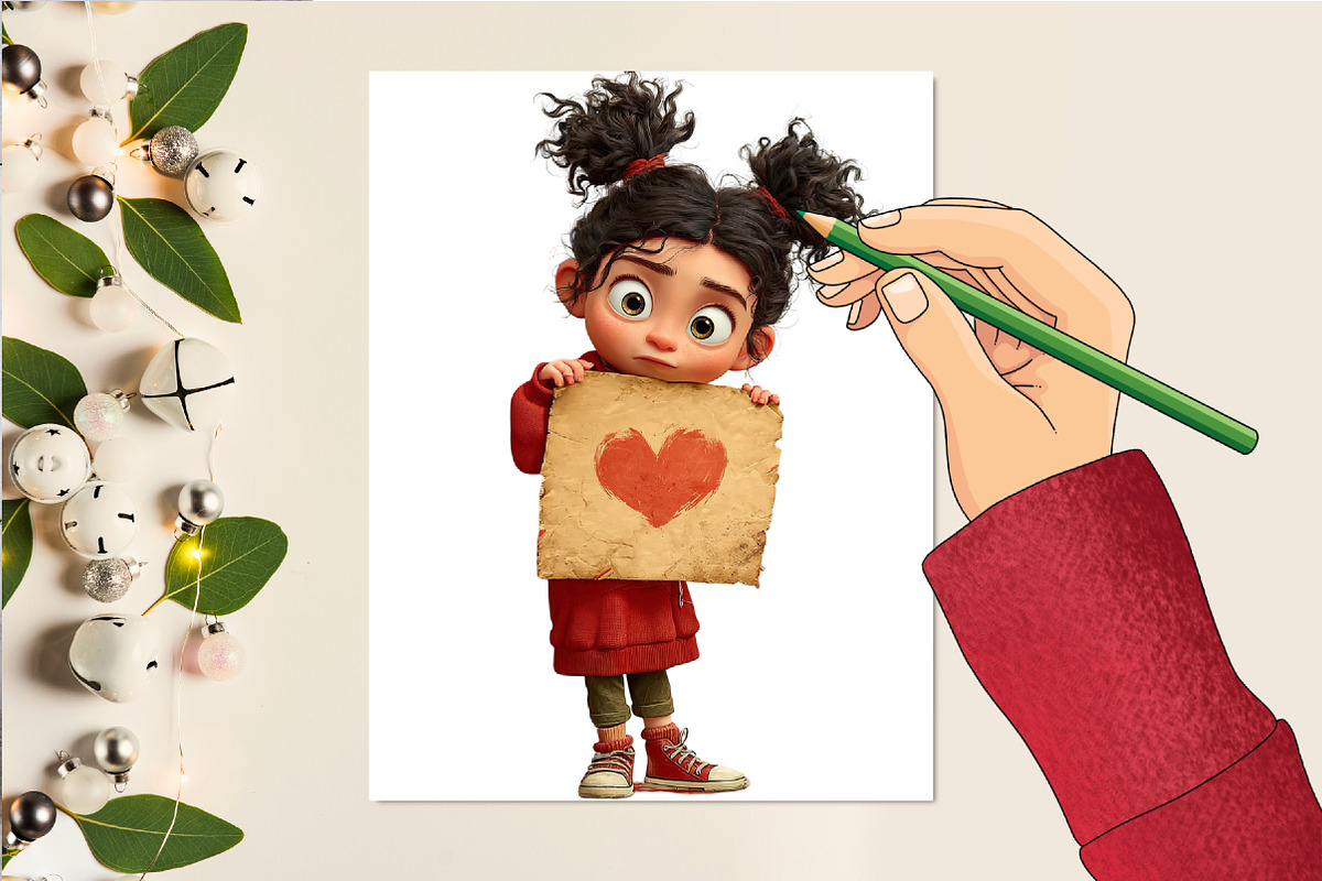 Quirky Valentines Girl Clipart, an Illustration by DreamCafeArt (Photo 5 of 6)