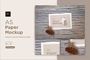 A5 Paper Mockups with autumn themes, a Print Template by shahsoft (Thumbnail 1 of 3)