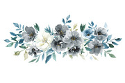 Blue Watercolor Floral Set, an Illustration by balal (Thumbnail 7 of 11)