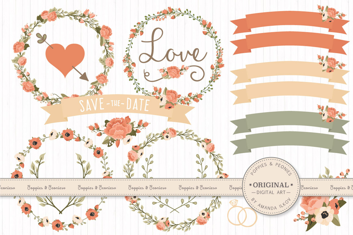 Wedding Floral Clipart & Vectors, a Graphic by Amanda Ilkov (Photo 1 of 4)