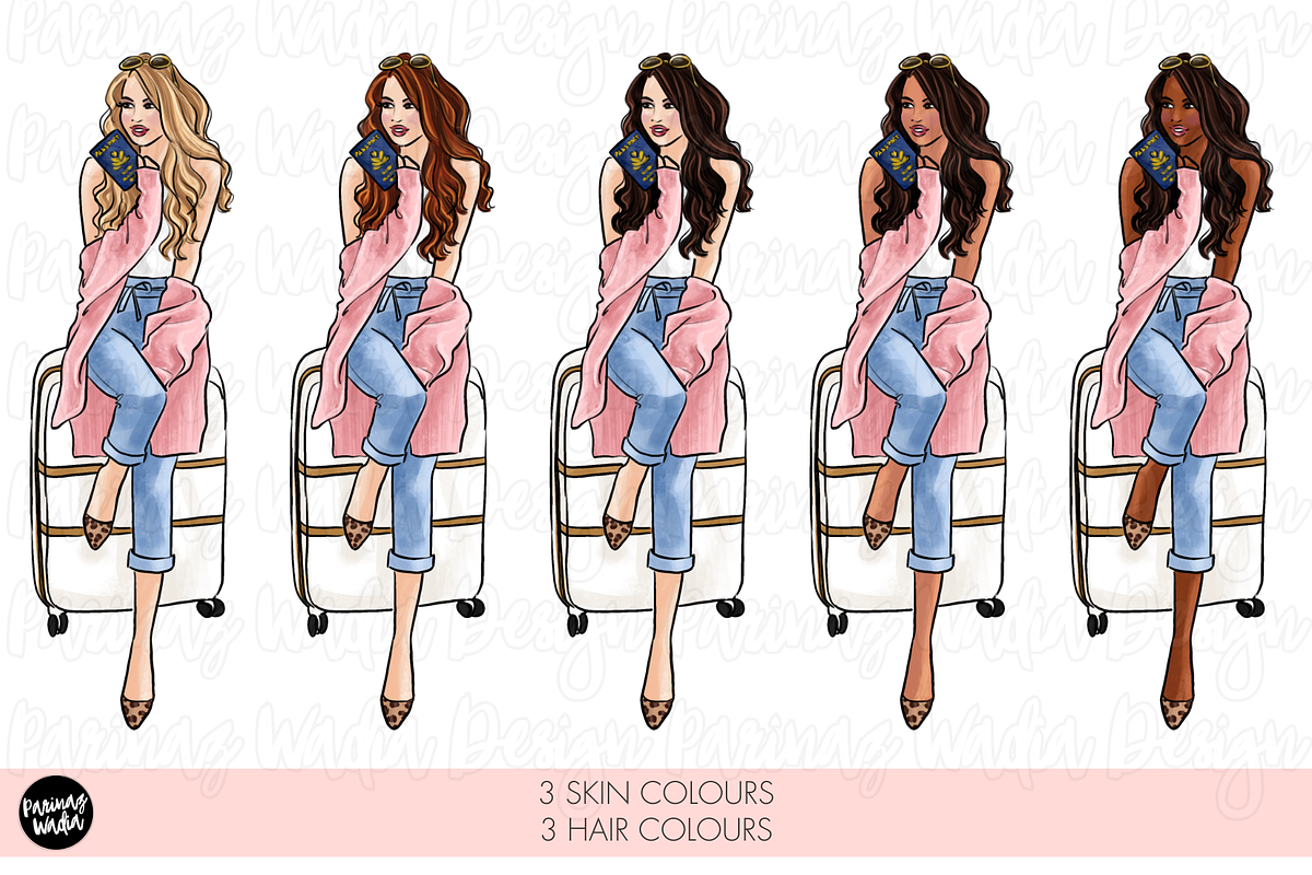 Pink Travel girl clipart png, a Person Illustration by Parinaz Wadia Design (Photo 3 of 10)