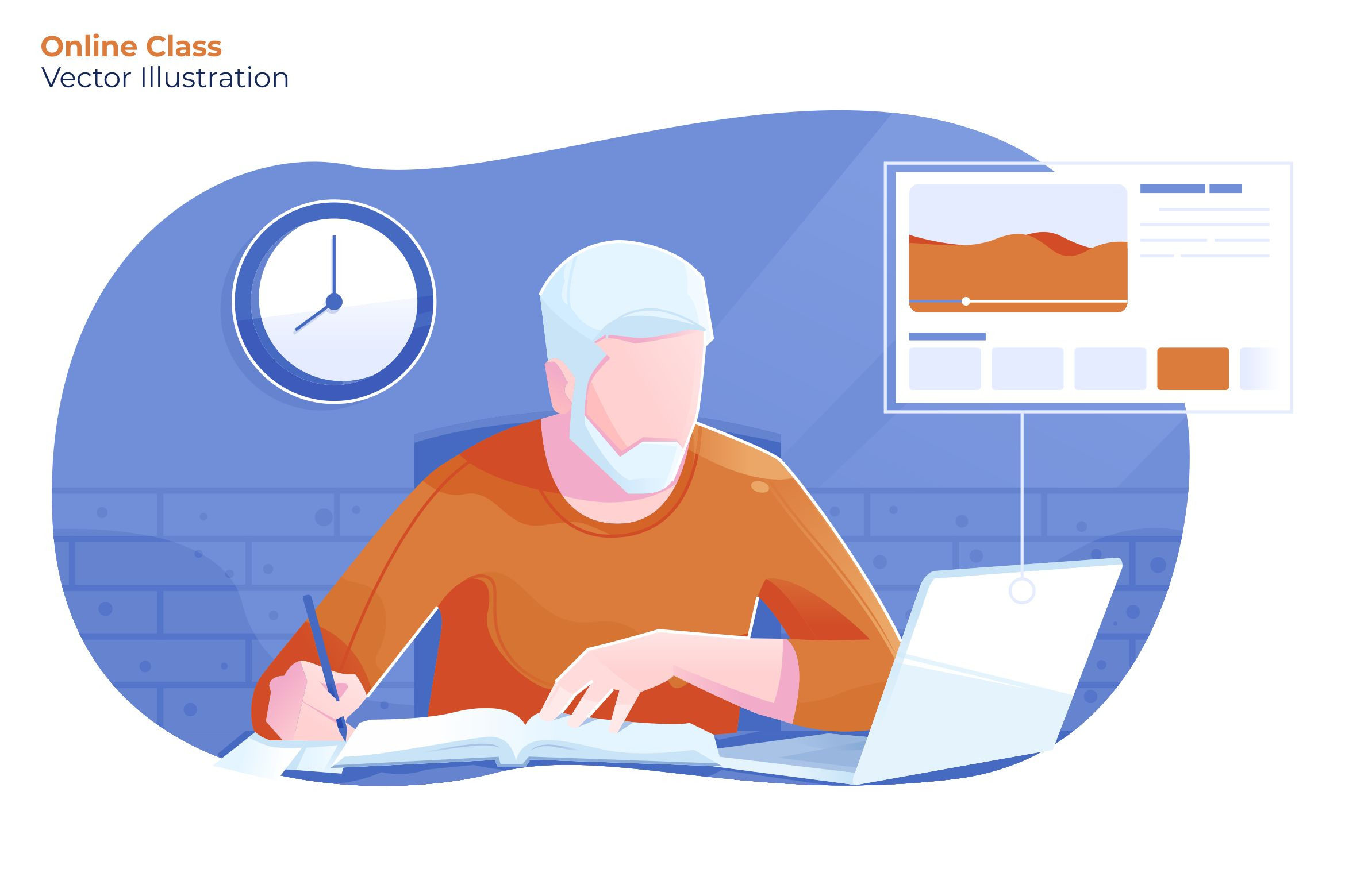 Online Class - Vector Illustration, a Technology Illustration by AQR Studio