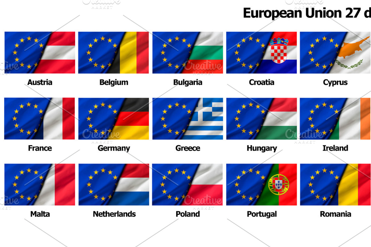 EU Dual Flags Country Combinations Display, an Object Illustration by Davizro's Market