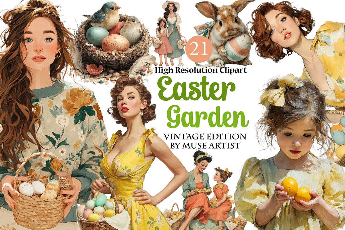 Easter Garden Clipart, an Illustration by DreamArtGraphic (Photo 1 of 4)
