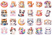 Kawaii Cats and Kitten Clipart, an Illustration by DreamPrint404 (Thumbnail 5 of 6)