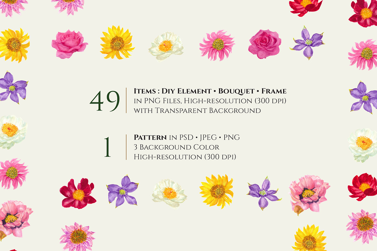 Watercolor Flower Garden, a Decorative Illustration by Manimanisa (Photo 2 of 13)