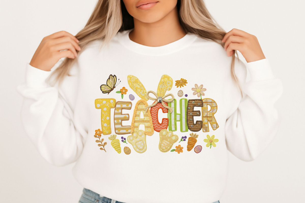 Faux Yarn Easter Teacher Png, an Illustration by Designking (Photo 2 of 6)