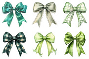 Green Coquette Christmas Bow Clipart, an Illustration by DreamArtGraphic (Thumbnail 4 of 5)