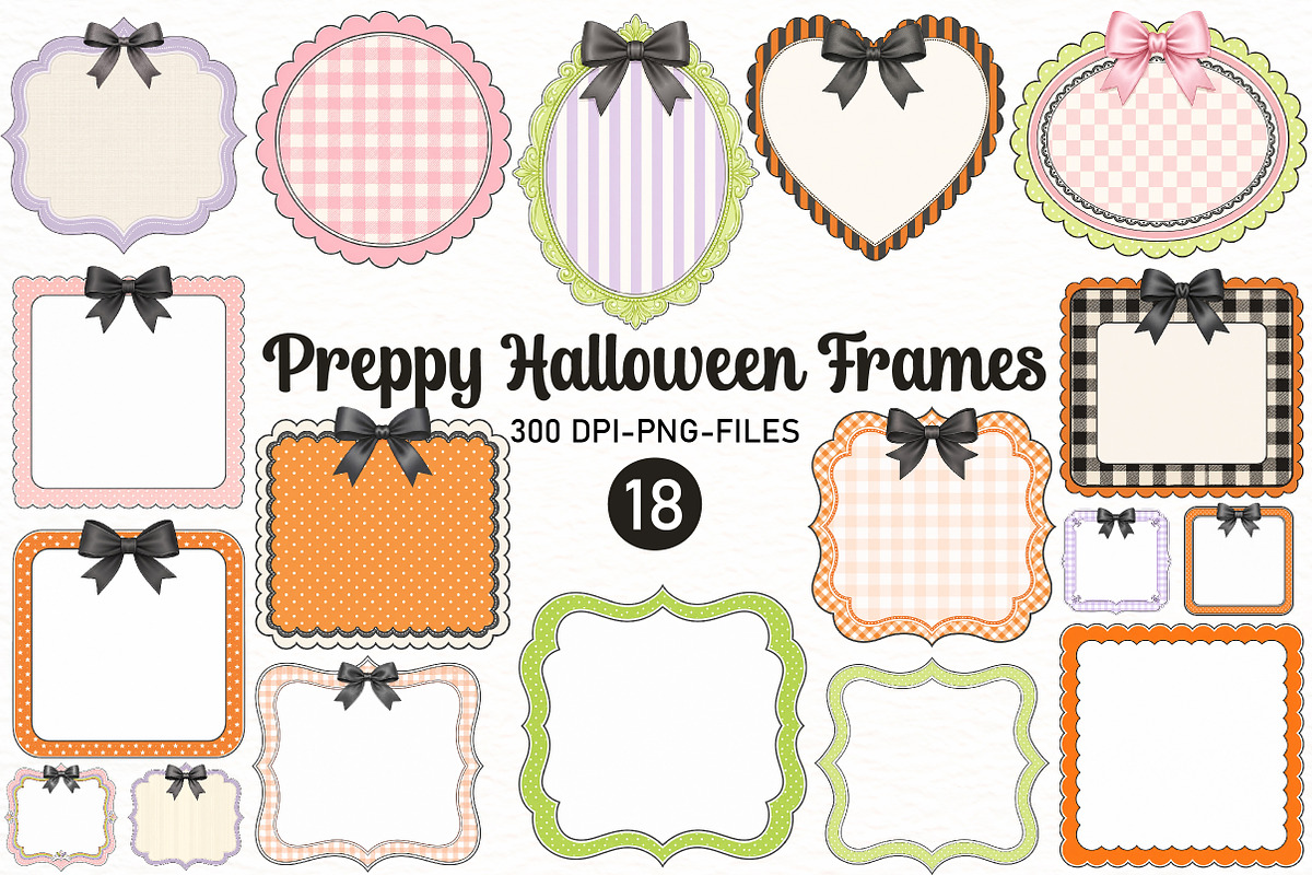 Preppy Halloween Frames Clipart, a Seasonal Illustration by Designworld (Photo 1 of 4)