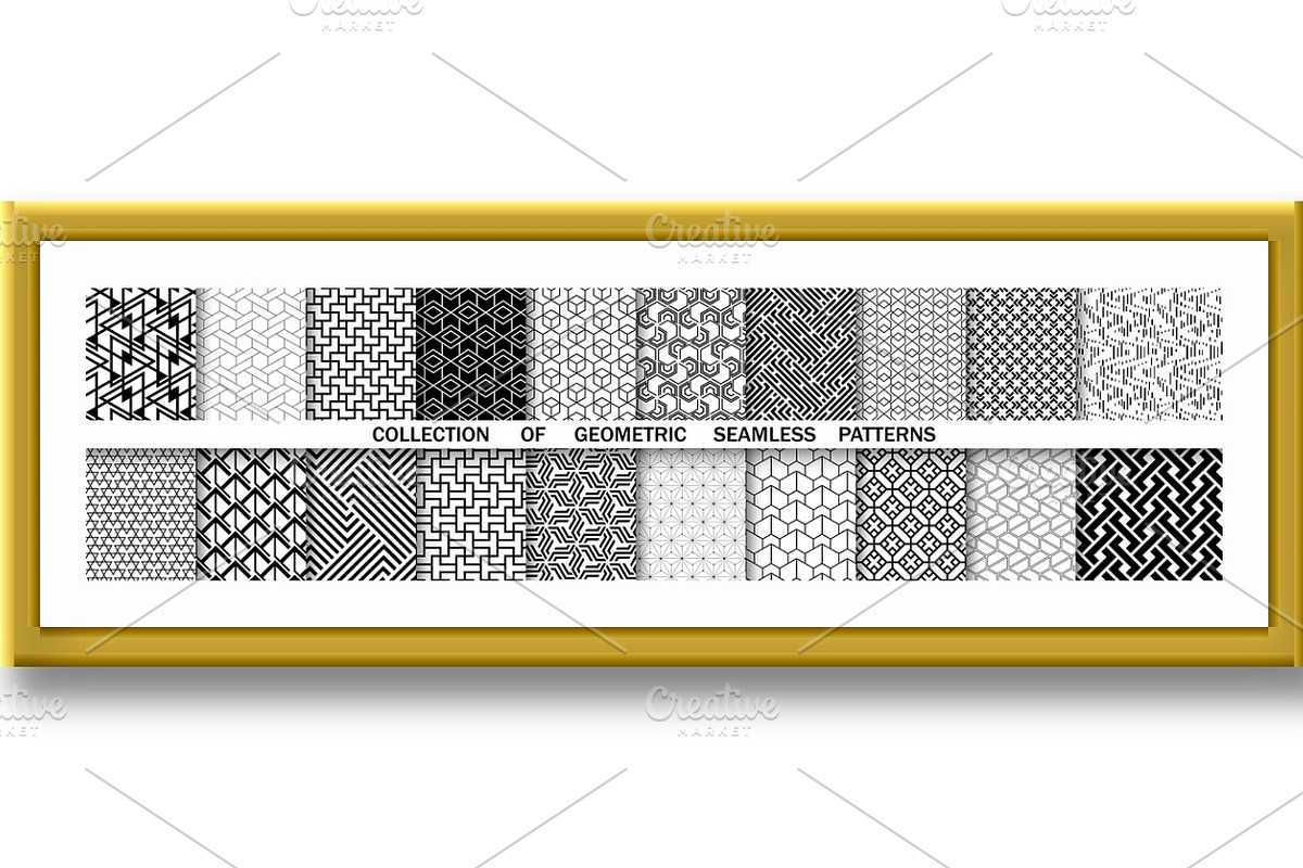Geometric set of seamless black and, a Decorative Illustration by RODINA (Photo 2 of 3)